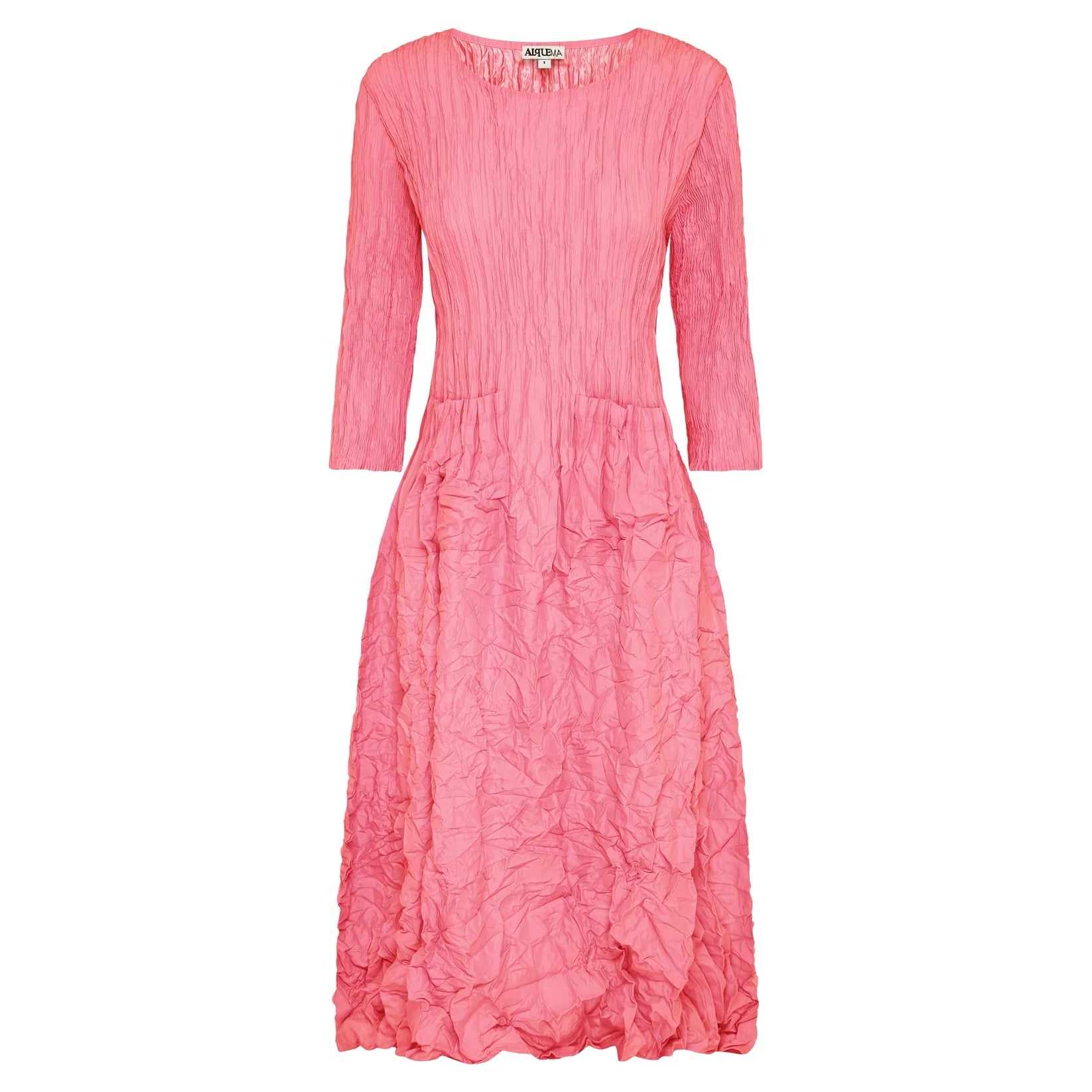 ALQUEMA - 3/4 Sleeve Smash Pocket Dress - Plain Colours - Peach - Pinkhill, Darwin boutique, Australian high end fashion, Darwin Fashion