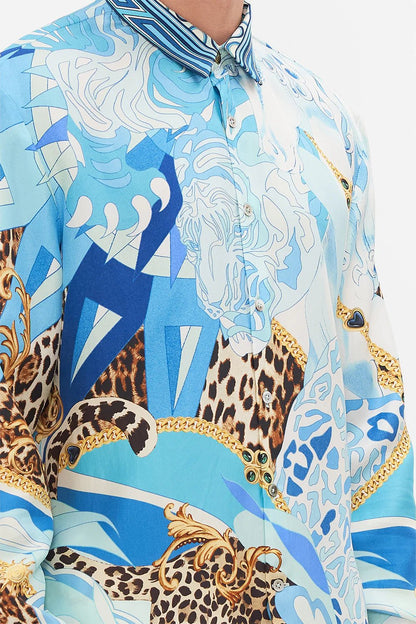 Camilla Collared Long Sleeve Shirt Sky Cheetah - Camilla - Pinkhill - darwin fashion - darwin boutique