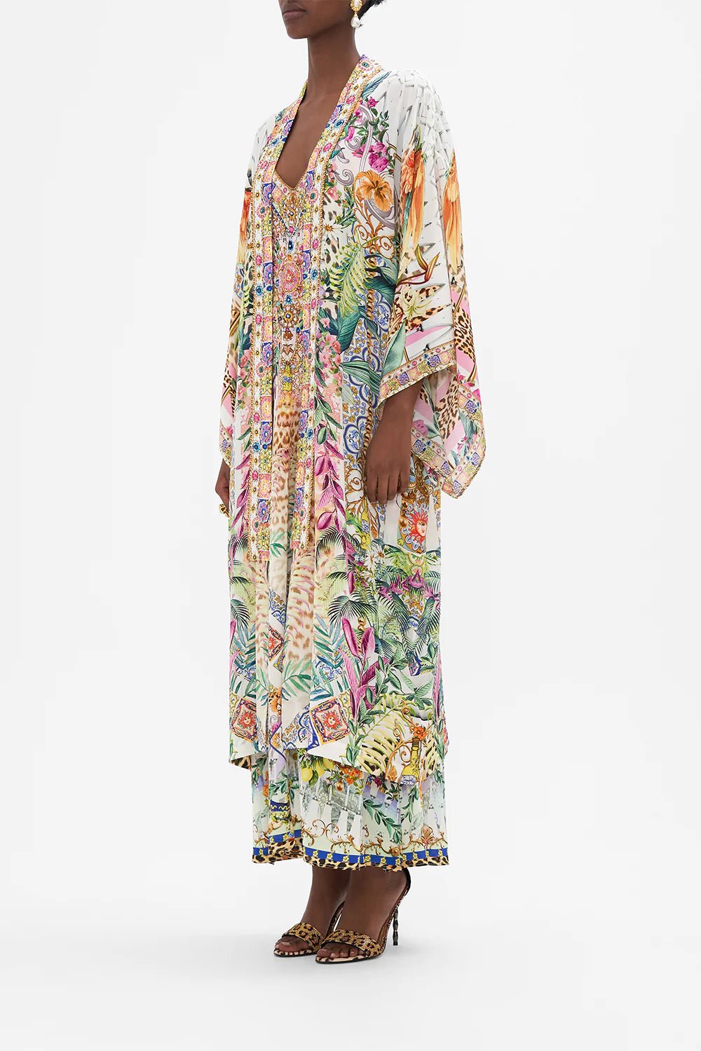 Camilla Mid Length Kimono Layer W Collar Flowers Of Neptune - Pinkhill, Darwin boutique, Australian high end fashion, Darwin Fashion
