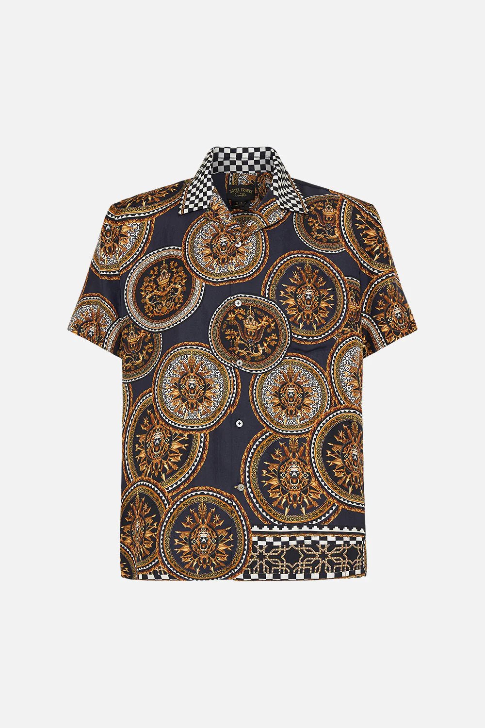 CAMILLA - Short Sleeve Camp Collared Shirt Duomo Kaleidoi - Pinkhill, Darwin boutique, Australian high end fashion, Darwin Fashion