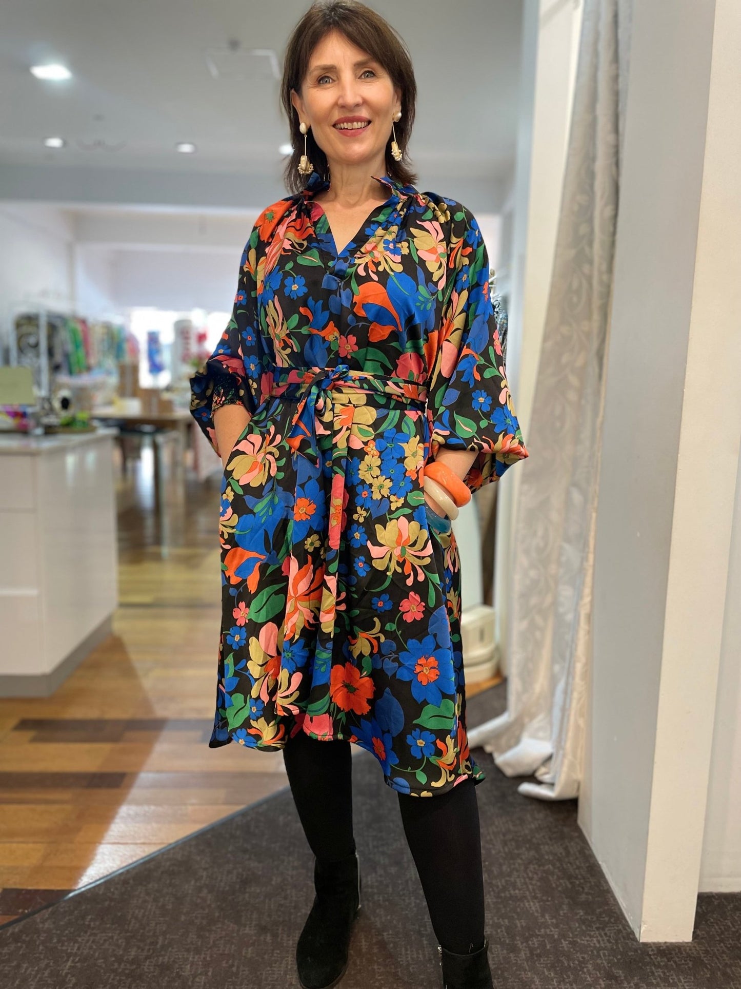 Evie Dress - Orange Floral - Pinkhill, Darwin boutique, Australian high end fashion, Darwin Fashion