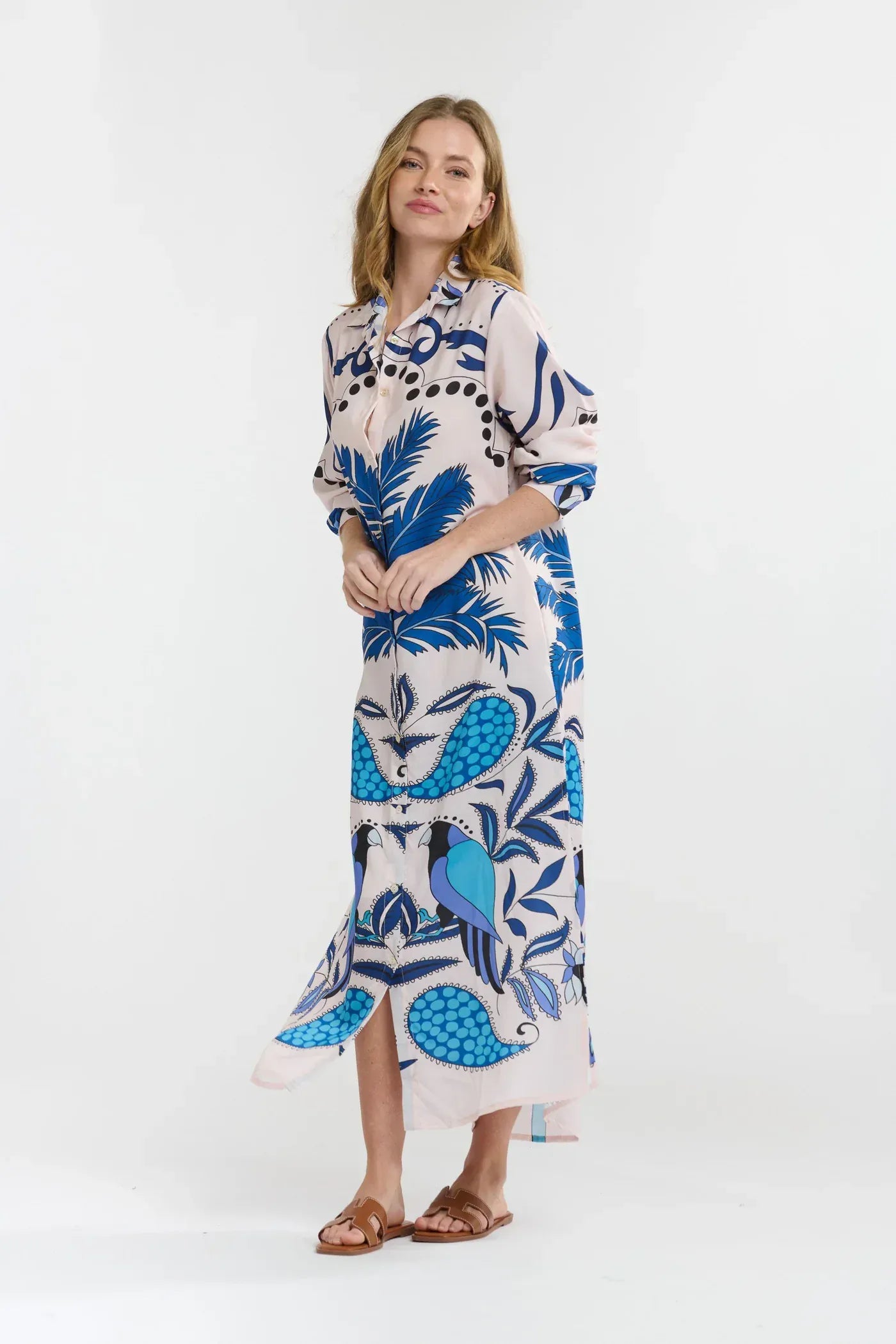 Italian Star Shayli Dress - Caribbean Parrot Blue Print