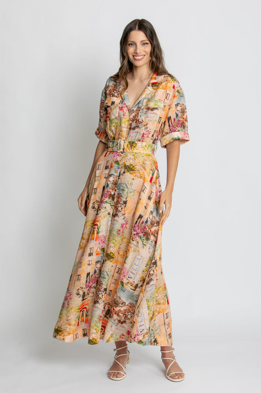 Kachel Charlie Short Sleeve Maxi Dress in Capri floral