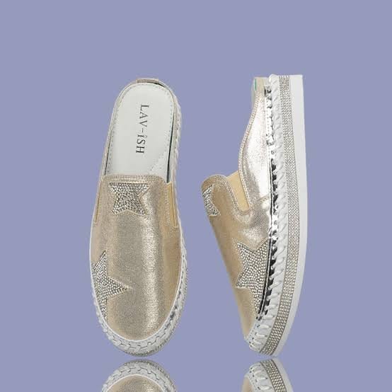 Lav-Ish Slides with Bling Star Gold - Pinkhill - Lav Ish - - Darwin boutique - Australian fashion design - Darwin Fashion - Australian Fashion Designer - Australian Fashion Designer Brands - Australian Fashion Design Footwear