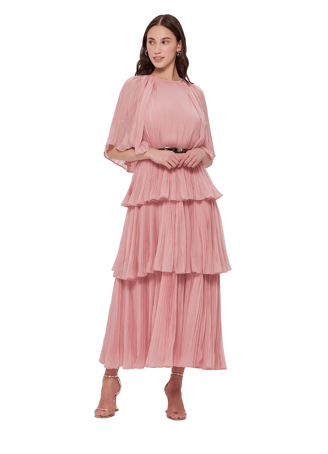 Leo Lin Adele Tiered Midi Dress - Dusty Pink - Pinkhill, Darwin boutique, Australian high end fashion, Darwin Fashion
