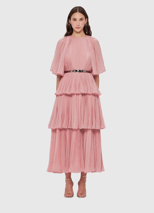 Leo Lin Adele Tiered Midi Dress - Dusty Pink - Pinkhill, Darwin boutique, Australian high end fashion, Darwin Fashion
