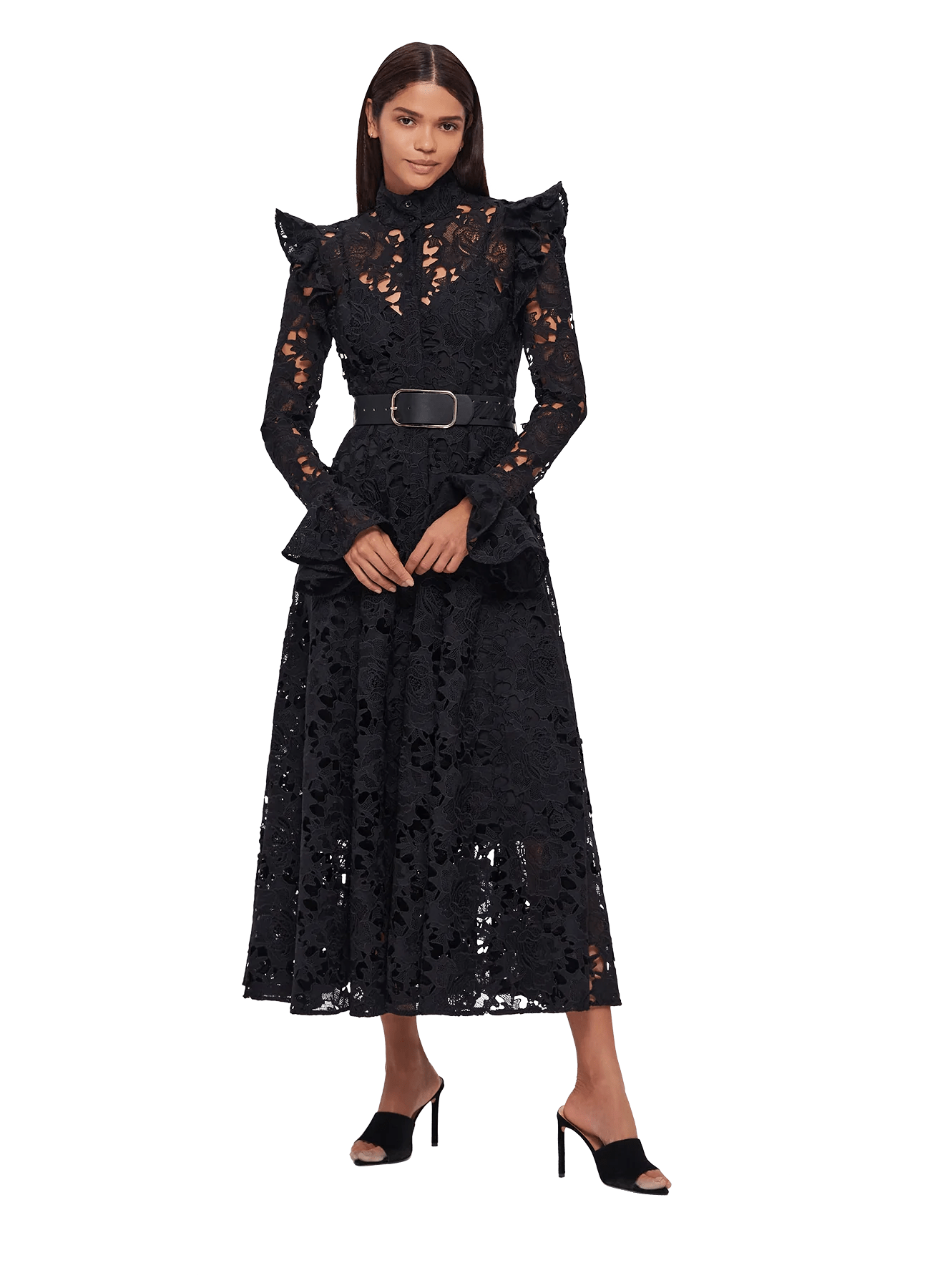 LEO LIN Aliyah Lace Butterfly Sleeve Midi Dress - Ebony - Pinkhill, Darwin boutique, Australian high end fashion, Darwin Fashion