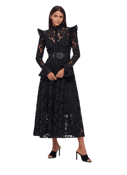LEO LIN Aliyah Lace Butterfly Sleeve Midi Dress - Ebony - Pinkhill, Darwin boutique, Australian high end fashion, Darwin Fashion