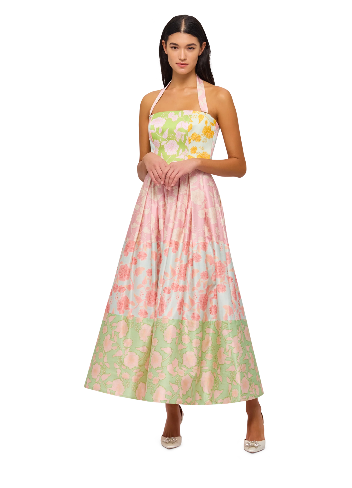 LEO LIN Ana Halterneck Maxi Dress - Anemone Splice Print - Pinkhill, Darwin boutique, Australian high end fashion, Darwin Fashion