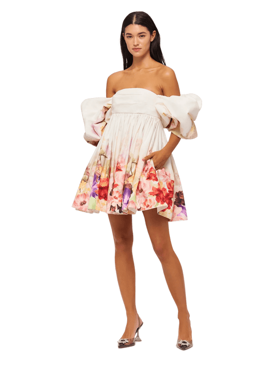 LEO LIN Eloise Puff Sleeve Mini Dress - Cascade Print - Pinkhill, Darwin boutique, Australian high end fashion, Darwin Fashion