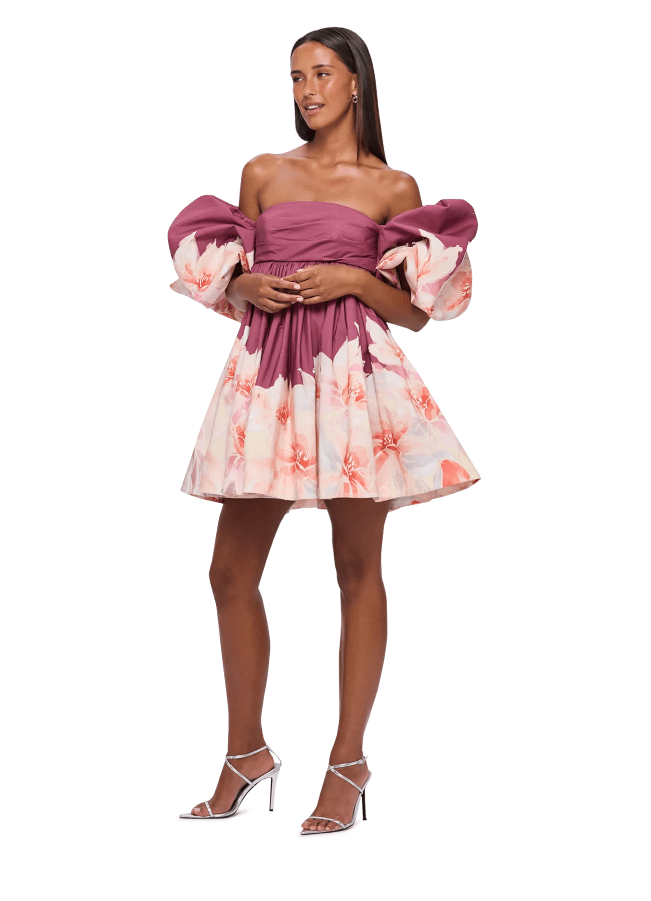 LEO LIN Eloise Puff Sleeve Mini Dress - Orient Print in Hibiscus - Pinkhill, Darwin boutique, Australian high end fashion, Darwin Fashion