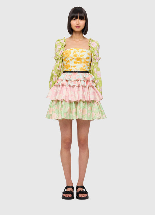 LEO LIN Holly Long Sleeve Mini Dress - Anemone Splice Print - Leo Lin - Pinkhill - darwin fashion - darwin boutique