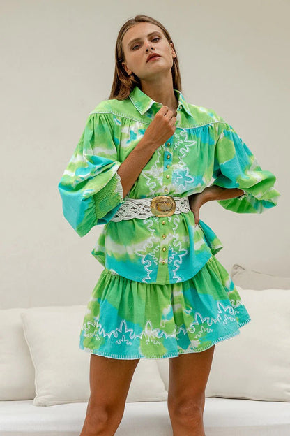Miss June Paris - Shirt HAYLEY - Green Aqua - Pinkhill, Darwin boutique, Australian high end fashion, Darwin Fashion