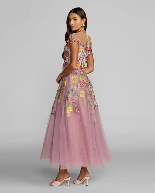 Mac Duggal Embroidered Midi Dress