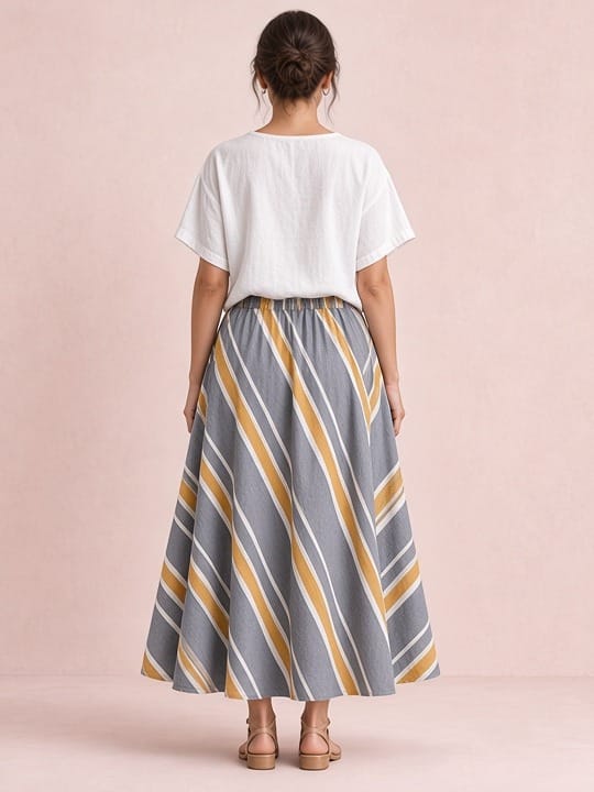 Willow Skirt - Blue Stripe - back view