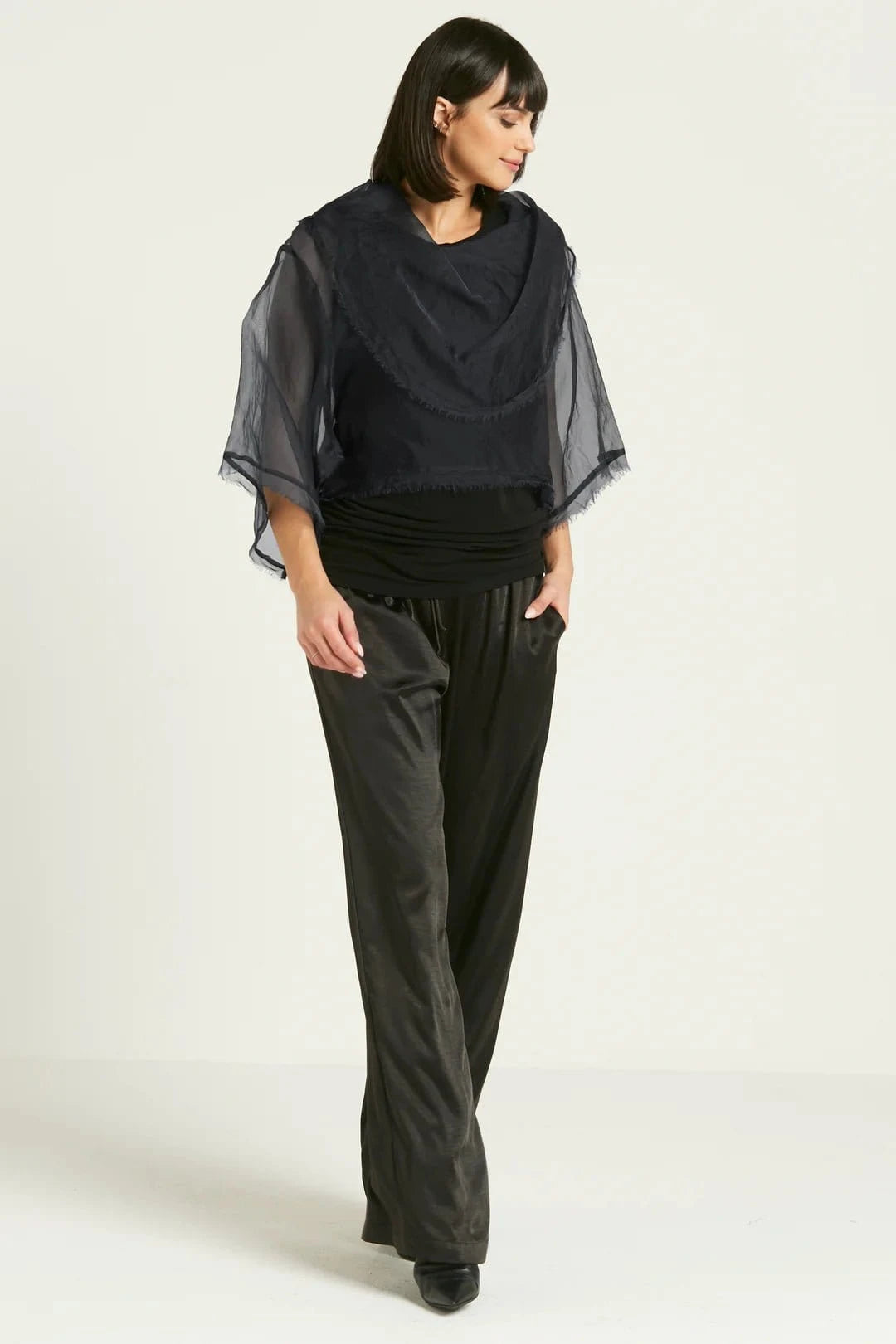 PLANET BY LAUREN G - ORGANZA JACKIE O TOP - MIDNIGHT - Pinkhill - Planet By Lauren G - - Darwin boutique - Australian fashion design - Darwin Fashion - Australian Fashion Designer - Australian Fashion Designer Brands - Australian Fashion Design Tops