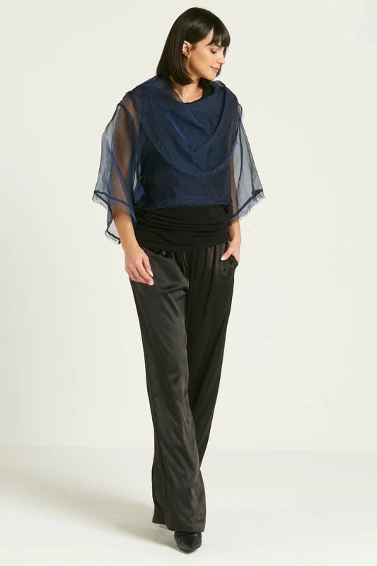 PLANET BY LAUREN G - ORGANZA JACKIE O TOP - MIDNIGHT - Pinkhill - Planet By Lauren G - - Darwin boutique - Australian fashion design - Darwin Fashion - Australian Fashion Designer - Australian Fashion Designer Brands - Australian Fashion Design Tops