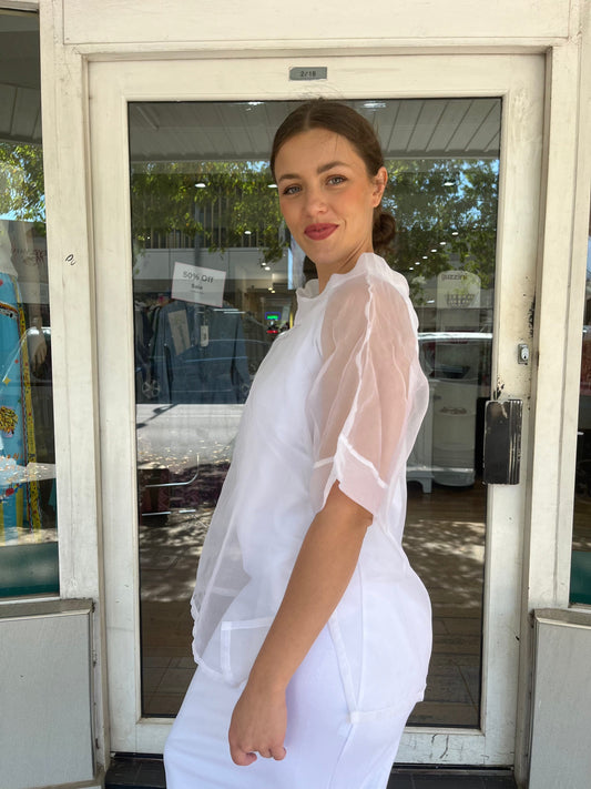 PLANET By Lauren G - ORGANZA TOKYO T - White - Pinkhill - Planet By Lauren G - - Darwin boutique - Australian fashion design - Darwin Fashion - Australian Fashion Designer - Australian Fashion Designer Brands - Australian Fashion Design Tanks
