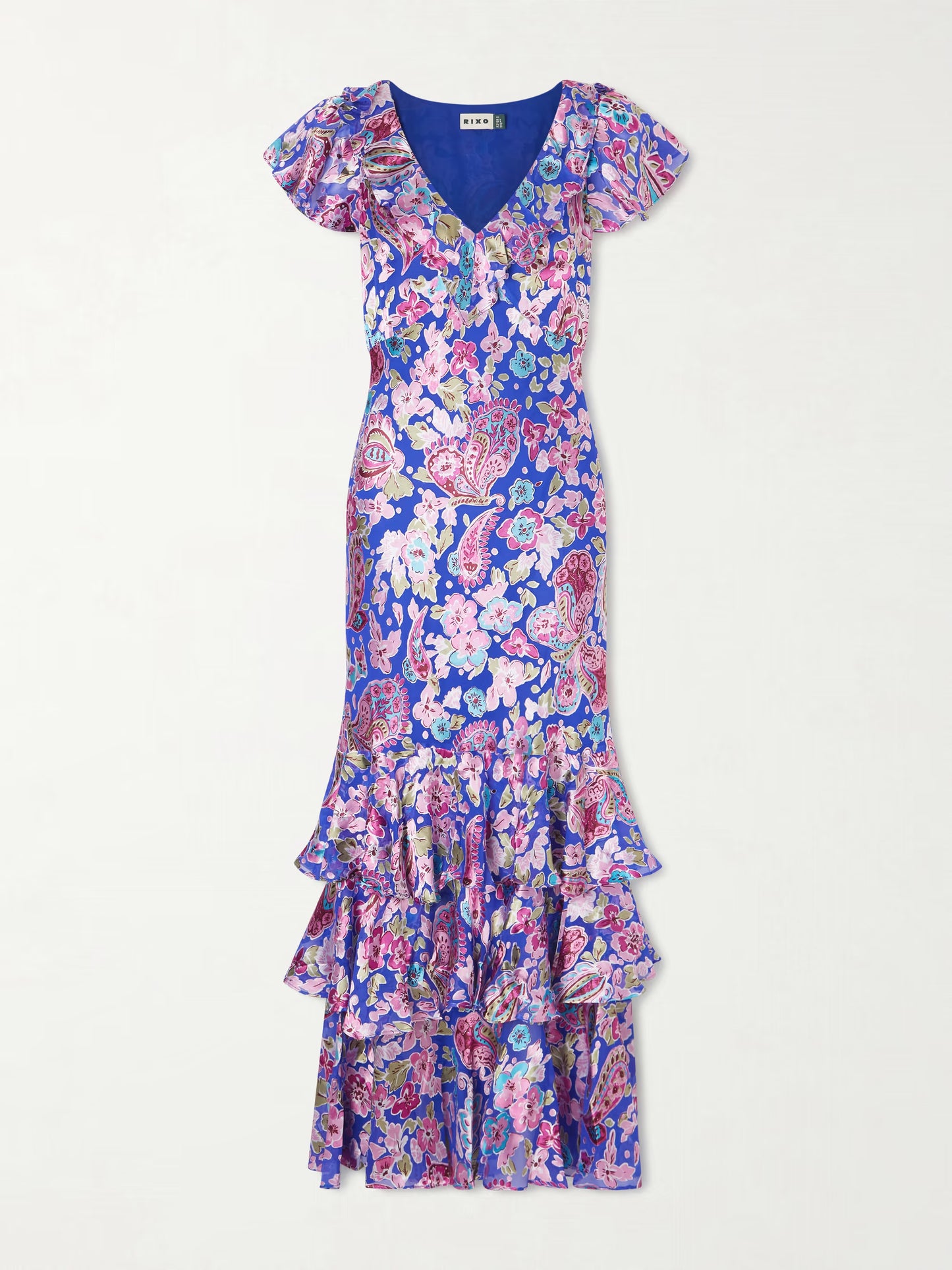 Rixo Amelle Tiered Floral-print devoré maxi dress - Pinkhill
