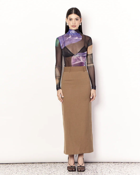 Romy Maxi Suiting Skirt - Tan - Pinkhill, Darwin boutique, Australian high end fashion, Darwin Fashion