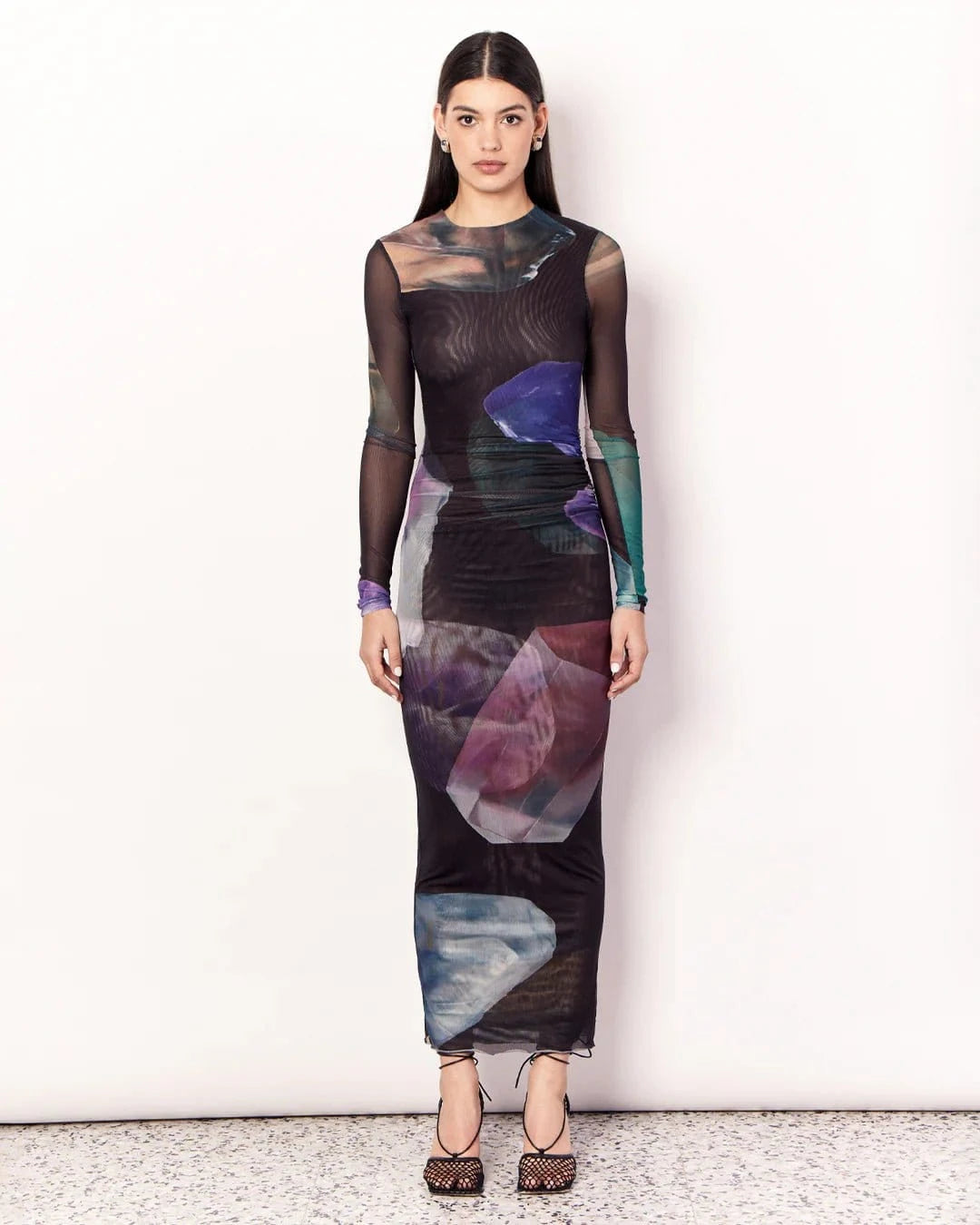 Romy Gemstone Long Sleeve Mesh Maxi Dress - Gemstone Print - Pinkhill - Romy - - Darwin boutique - Australian fashion design - Darwin Fashion - Australian Fashion Designer - Australian Fashion Designer Brands - Australian Fashion Design