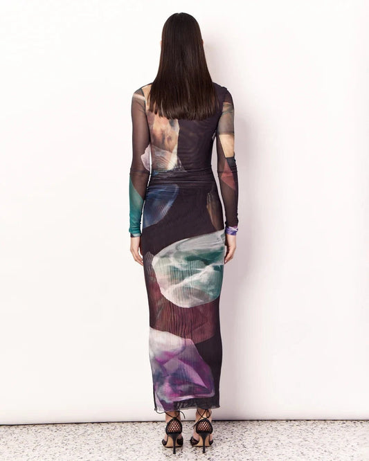 Romy Gemstone Long Sleeve Mesh Maxi Dress - Gemstone Print - Pinkhill - Romy - - Darwin boutique - Australian fashion design - Darwin Fashion - Australian Fashion Designer - Australian Fashion Designer Brands - Australian Fashion Design