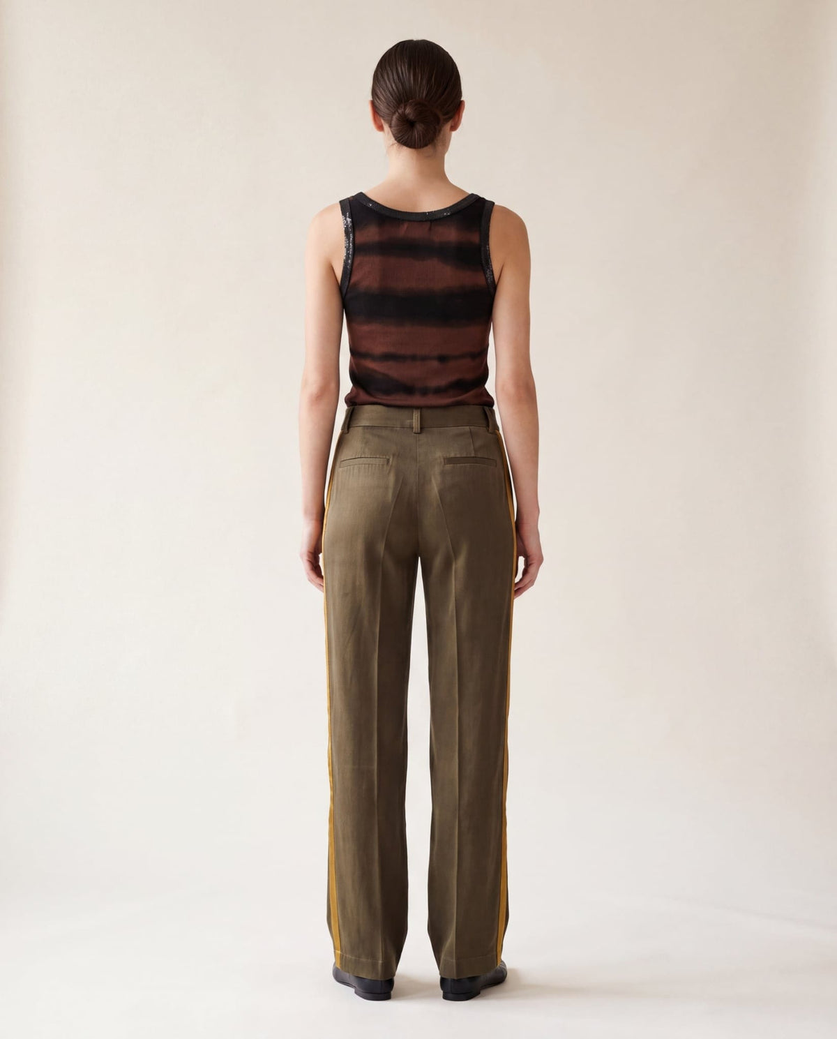 Chocolate and black tie-dye rib tank - back