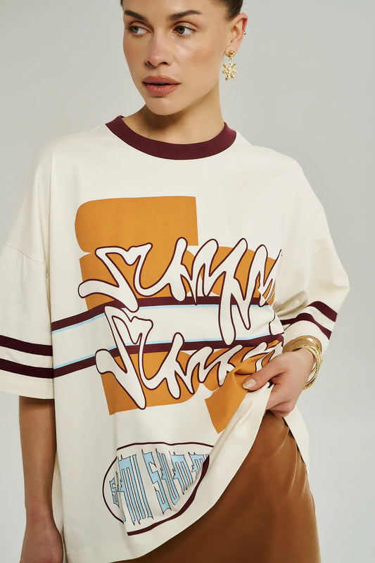 SUMMI SUMMI BORDEAUX 55 TEE - VINTAGE WHITE