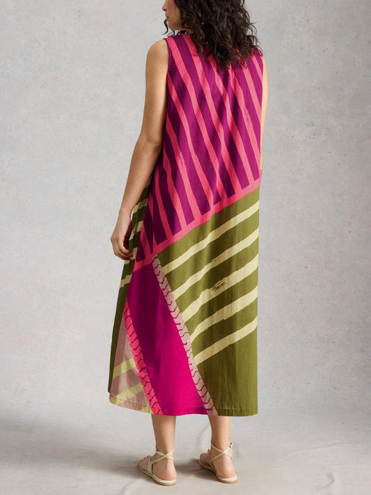 White Stuff Aggie Maxi Dress in pink multi, back view - Pinkhill Darwin