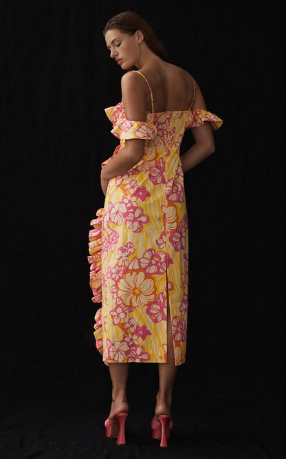 ALEMAIS - FENELLA RUFFLE MIDI DRESS - Pinkhill, Darwin boutique, Australian high end fashion, Darwin Fashion