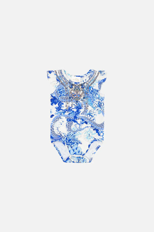 Camilla - Babies Frill Bodysuit Heart Of A Dragon - Pinkhill, Darwin boutique, Australian high end fashion, Darwin Fashion