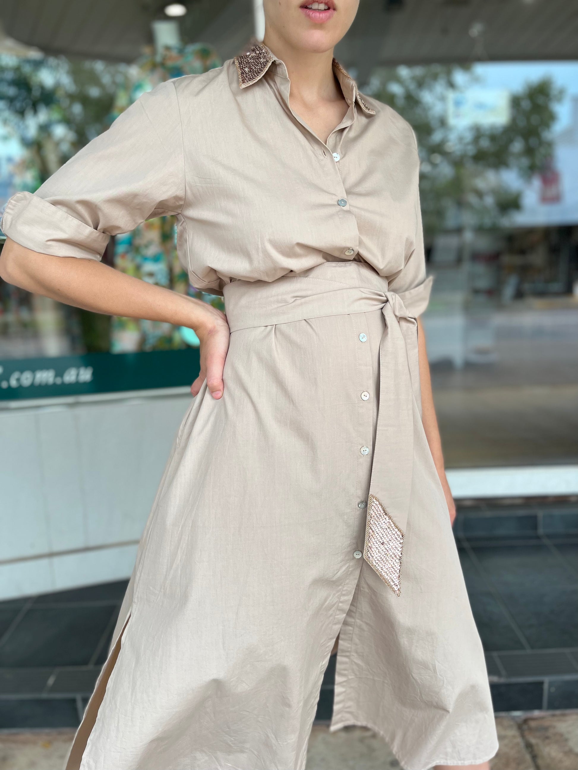 OKTAVIJA Dress Mona - Sand - Pinkhill, Darwin boutique, Australian high end fashion, Darwin Fashion