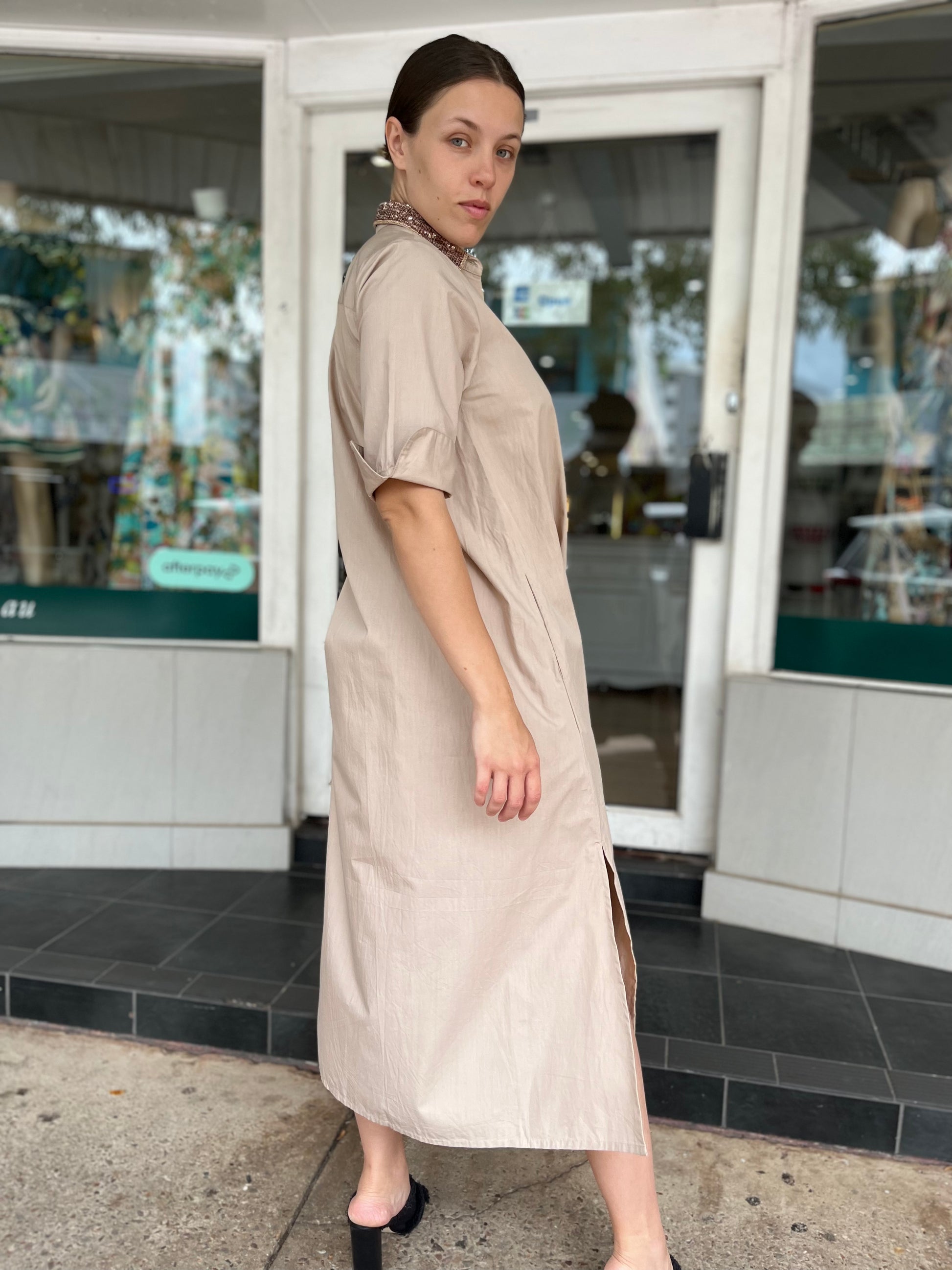 OKTAVIJA Dress Mona - Sand - Pinkhill, Darwin boutique, Australian high end fashion, Darwin Fashion