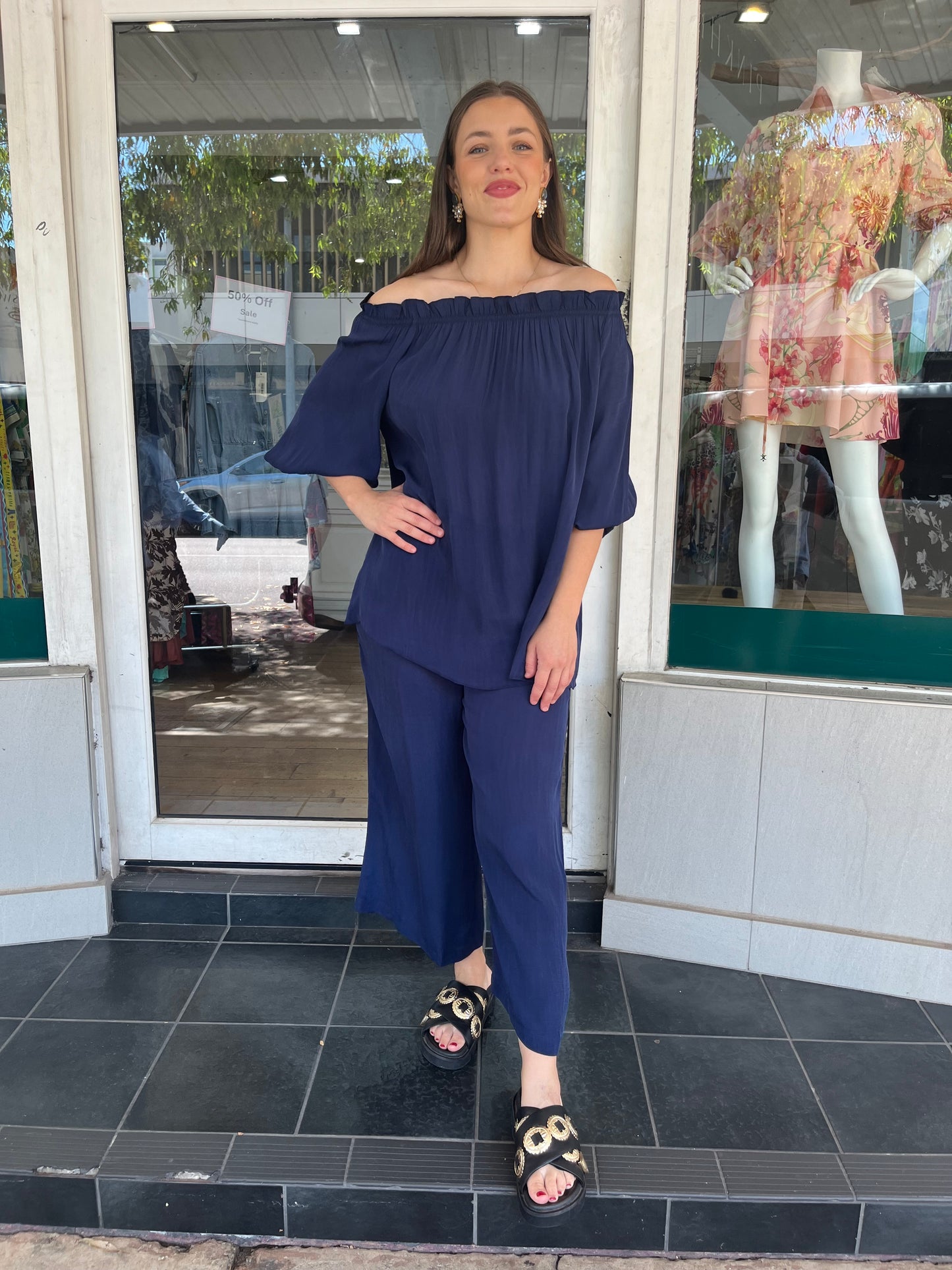 Czarina Palazzo Pants - Navy - Pinkhill - Czarina -  - Darwin boutique - Australian fashion design - Darwin Fashion - Australian Fashion Designer - Australian Fashion Designer Brands - Australian Fashion Design 