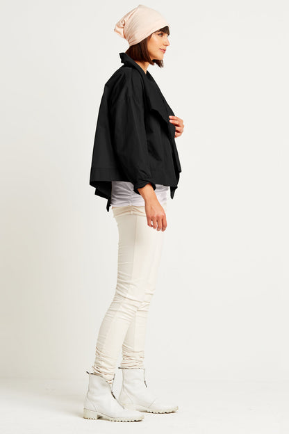 Planet By Lauren G Nylon Cropped Asymmetrical Jacket - Black