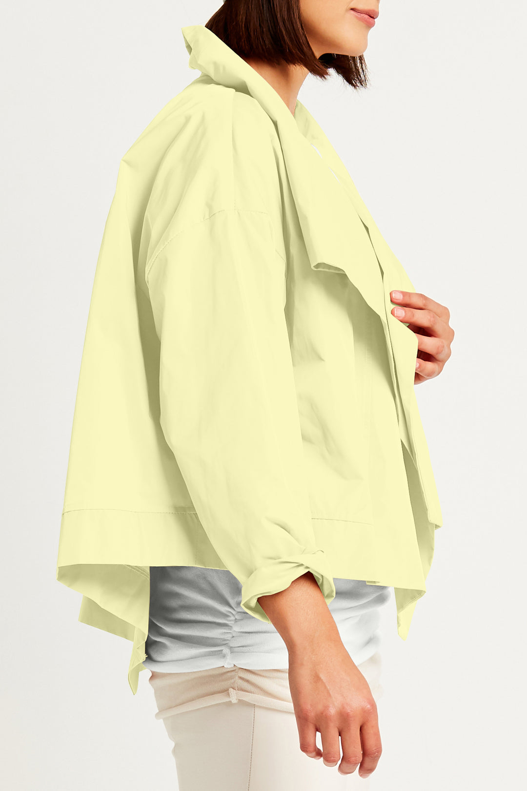 Planet By Lauren G Nylon Cropped Asymmetrical Jacket - Citron