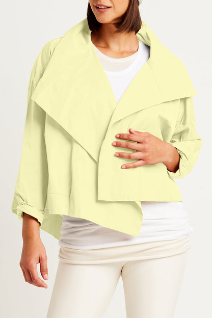 Planet By Lauren G Nylon Cropped Asymmetrical Jacket - Citron