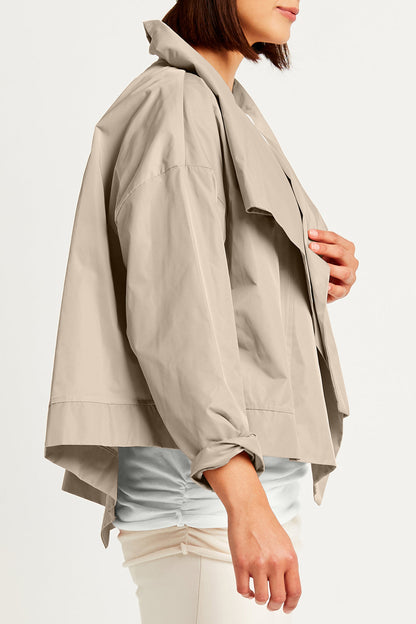 Planet By Lauren G Nylon Cropped Asymmetrical Jacket - Fawn