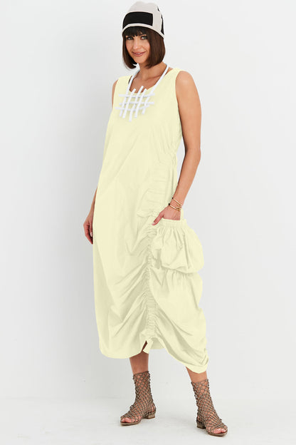 Planet By Lauren G Nylon Big Pocket Dress - Citron