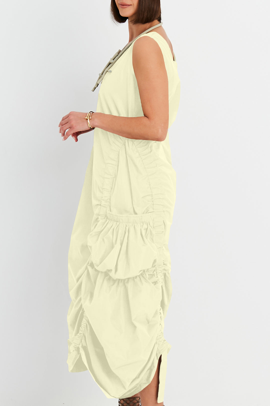 Planet By Lauren G Nylon Big Pocket Dress - Citron