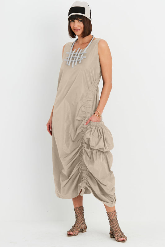 Planet By Lauren G Nylon Big Pocket Dress - Fawn