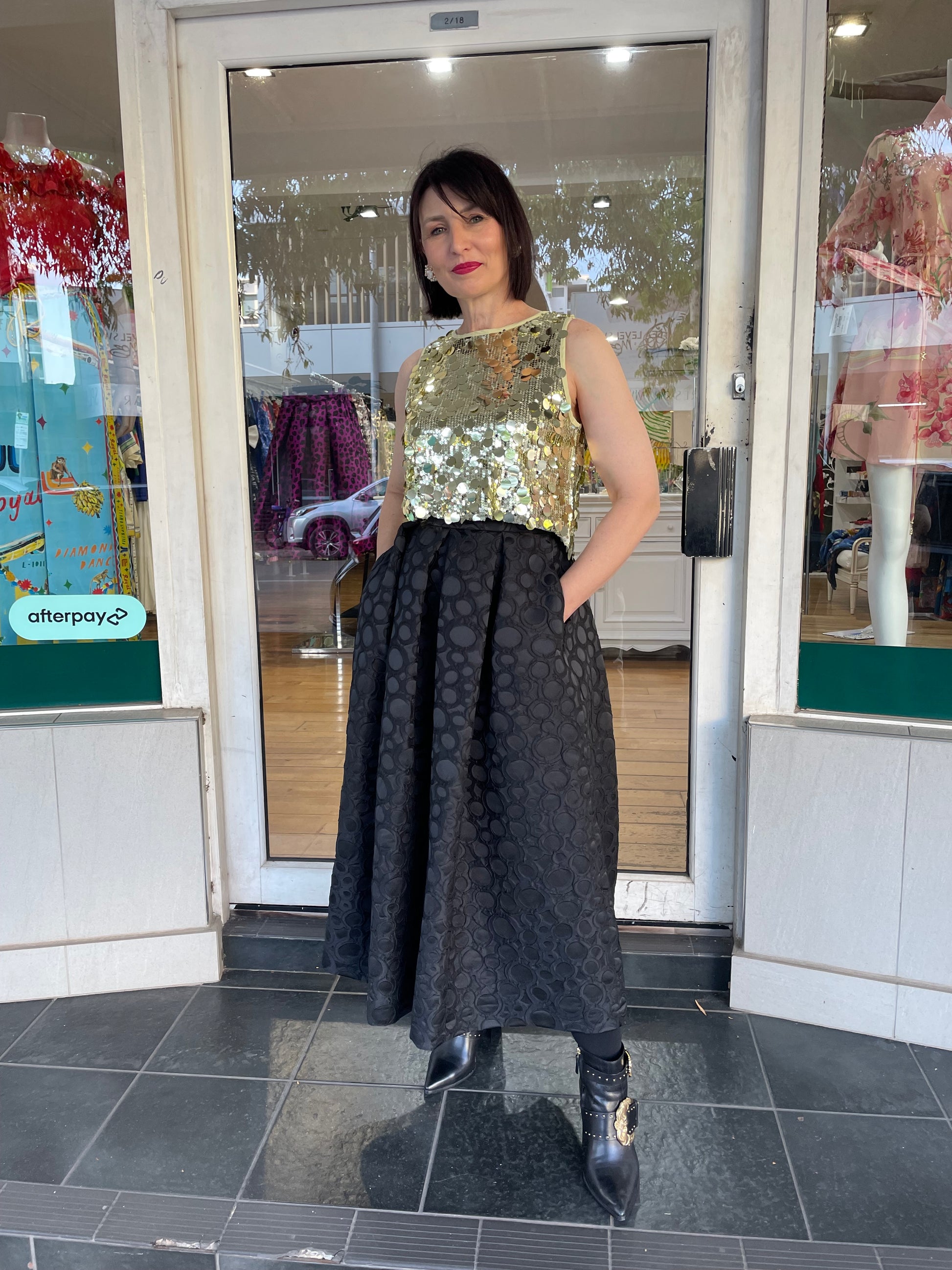 LUNATICA MILANO PLEATED SKIRT BLACK - Pinkhill - LUNATICA MILANO - SK34011 - Darwin boutique - Australian fashion design - Darwin Fashion - Australian Fashion Designer - Australian Fashion Designer Brands - Australian Fashion Design 