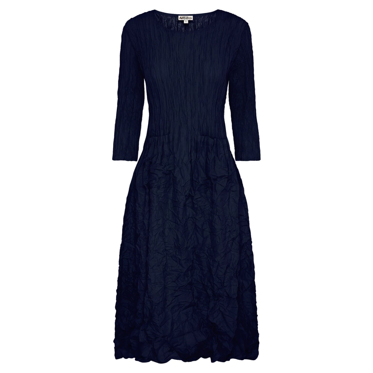 ALQUEMA - 3/4 Sleeve Smash Pocket Dress - Plain Colours - Midnight - Pinkhill, Darwin boutique, Australian high end fashion, Darwin Fashion