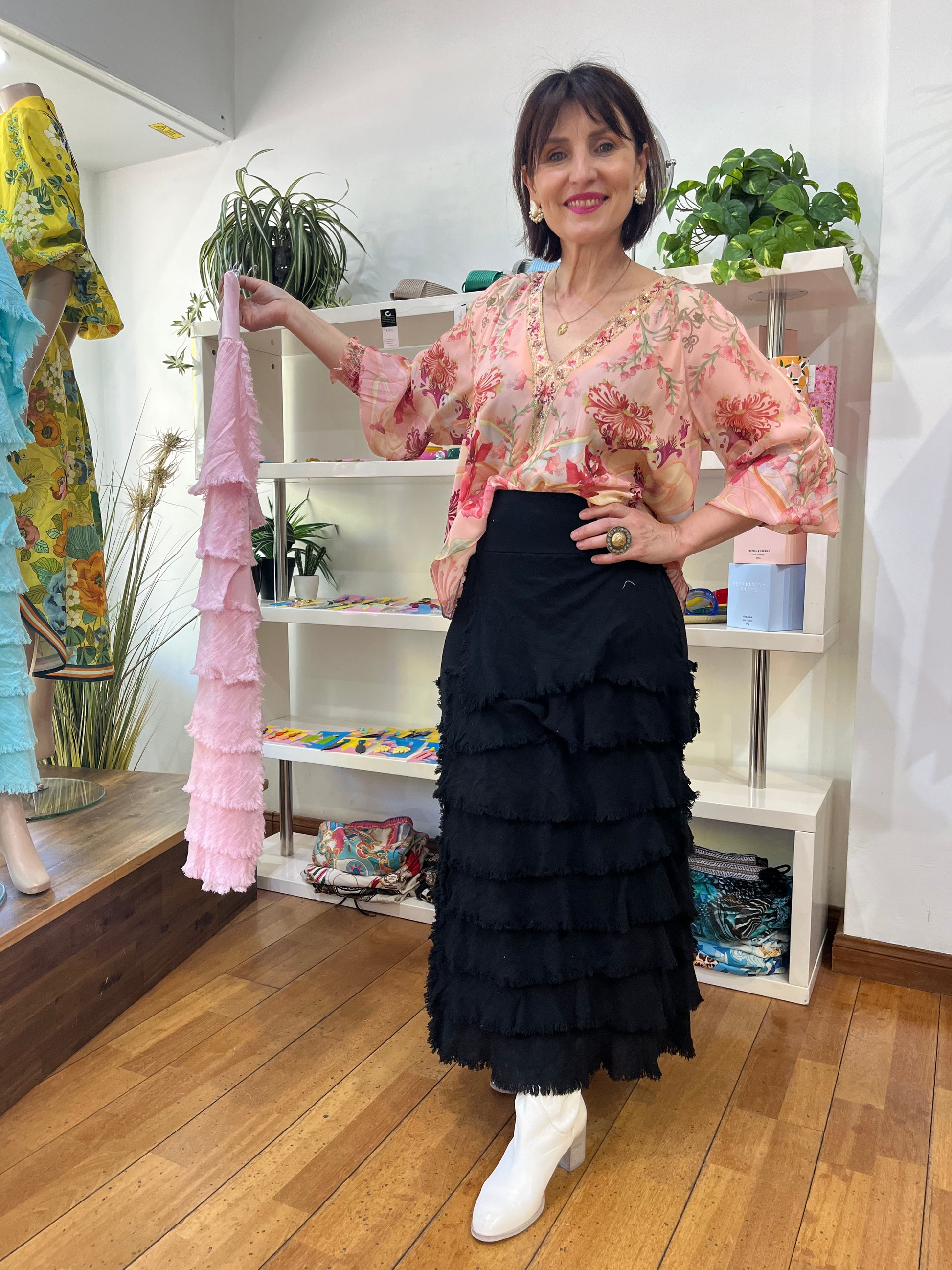 LINEN RUFFLE SKIRT - Pinkhill - Pinkhill -  - Darwin boutique - Australian fashion design - Darwin Fashion - Australian Fashion Designer - Australian Fashion Designer Brands - Australian Fashion Design 