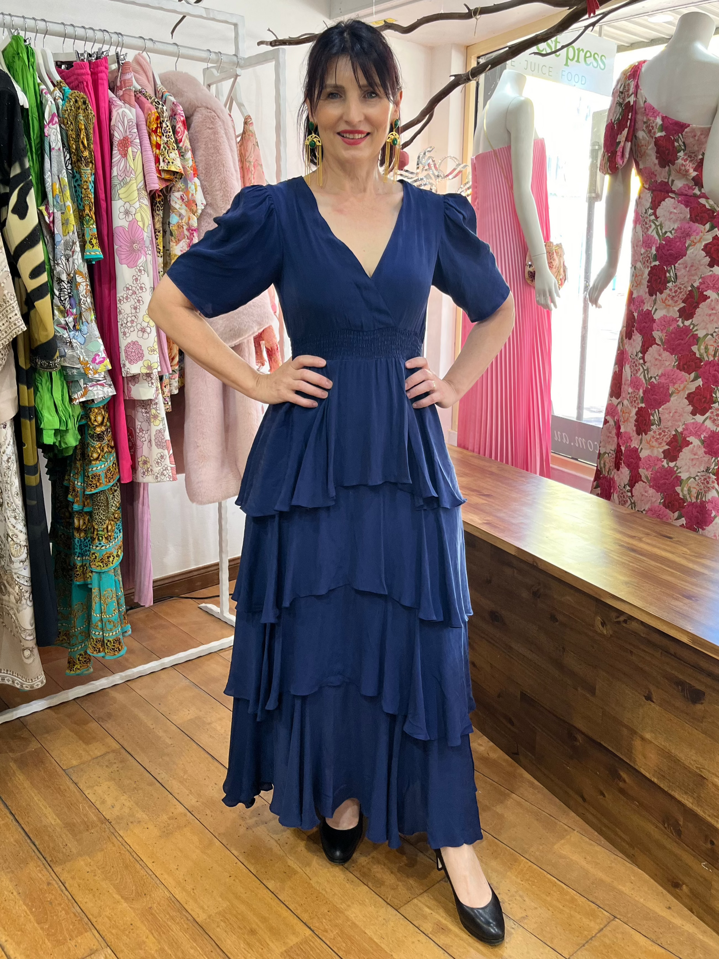 CZARINA CROSS OVER MAXI DRESS - NAVY - Pinkhill - Czarina -  - Darwin boutique - Australian fashion design - Darwin Fashion - Australian Fashion Designer - Australian Fashion Designer Brands - Australian Fashion Design 