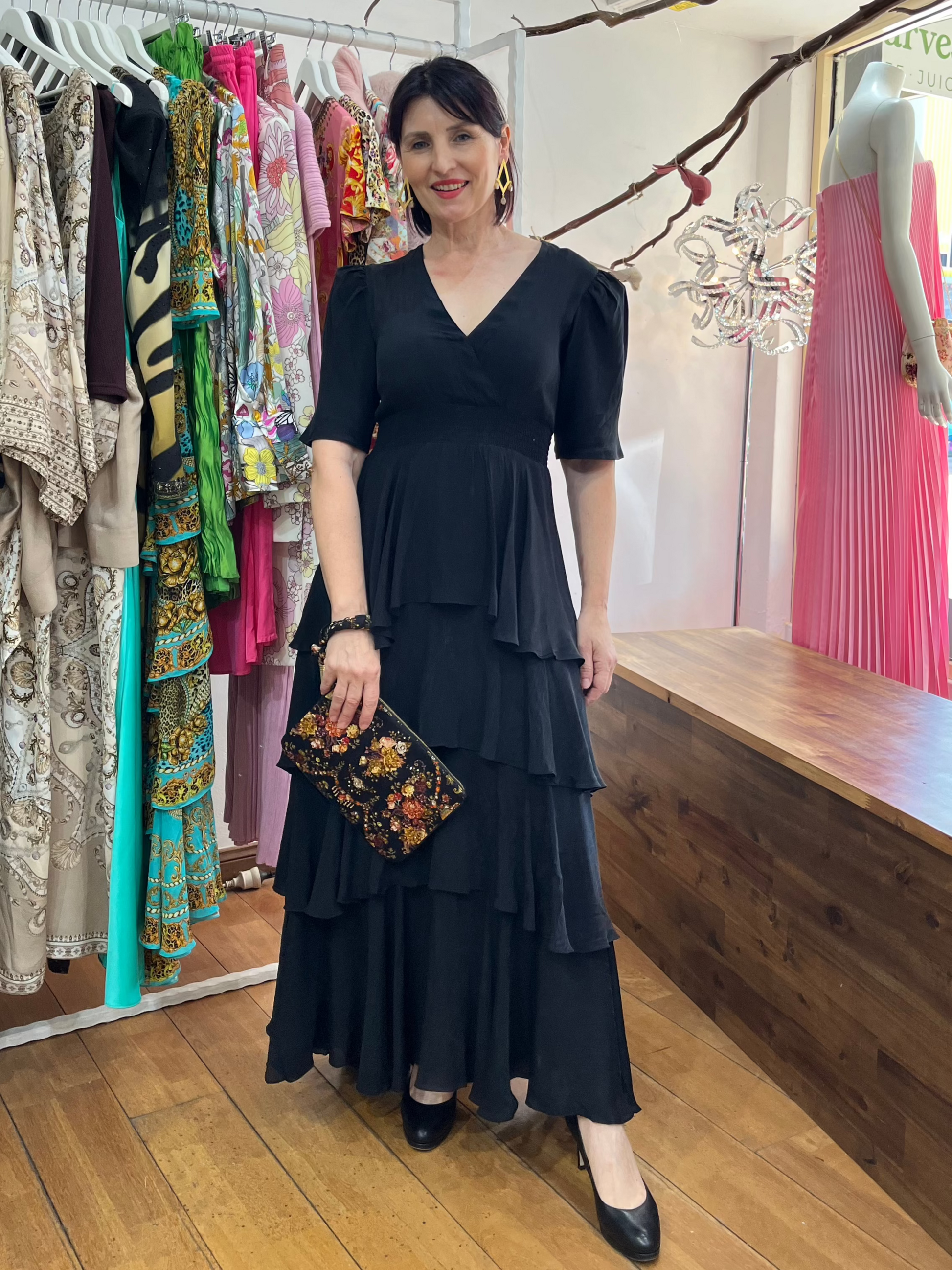 CZARINA CROSS OVER MAXI DRESS - BLACK - Pinkhill - Czarina -  - Darwin boutique - Australian fashion design - Darwin Fashion - Australian Fashion Designer - Australian Fashion Designer Brands - Australian Fashion Design 