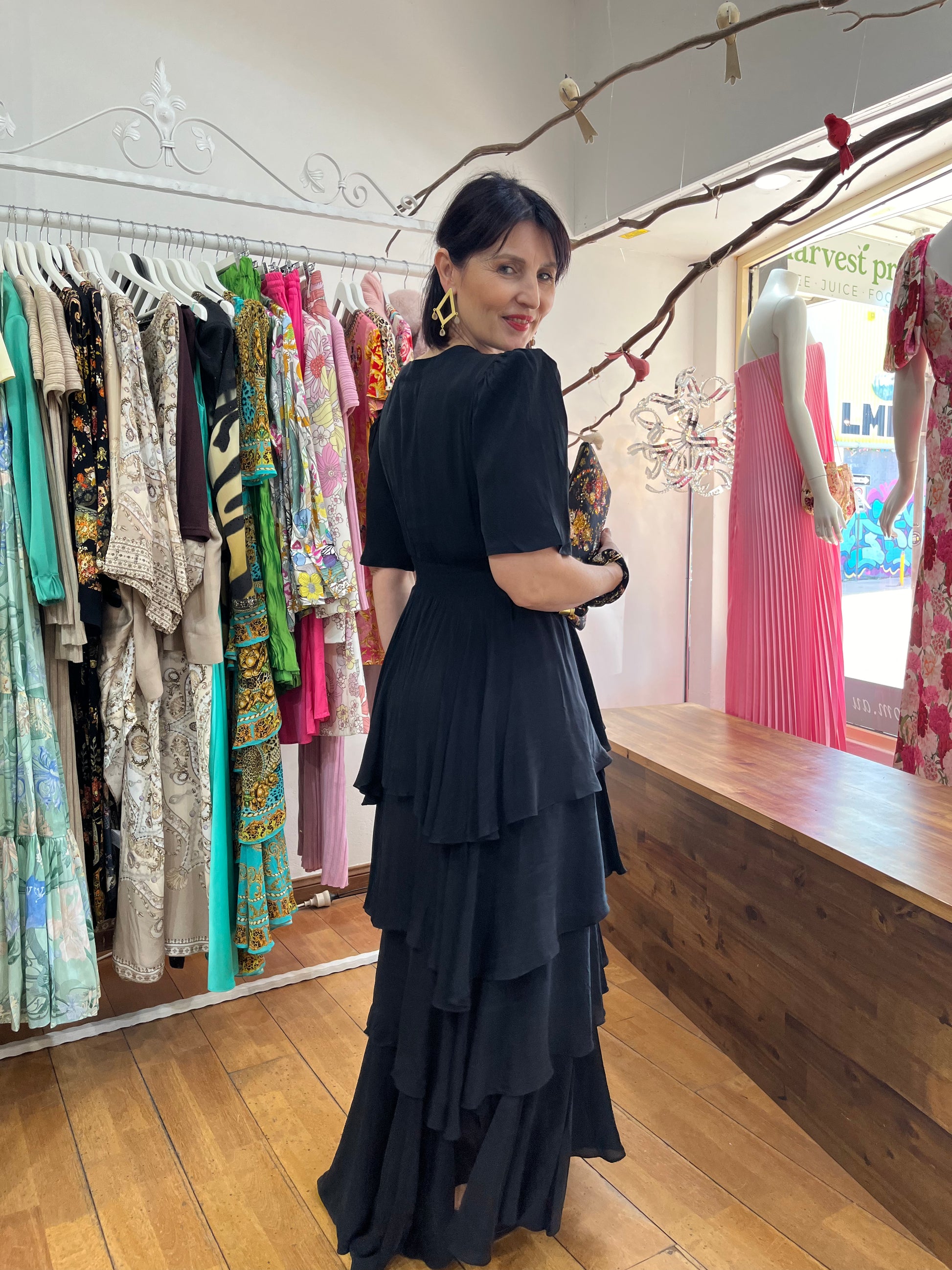 CZARINA CROSS OVER MAXI DRESS - BLACK - Pinkhill - Czarina -  - Darwin boutique - Australian fashion design - Darwin Fashion - Australian Fashion Designer - Australian Fashion Designer Brands - Australian Fashion Design 