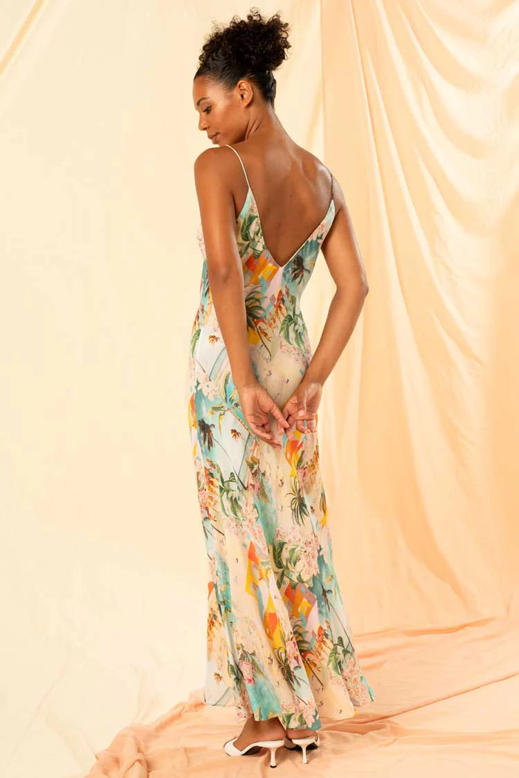 Kachel Lia Maxi Slip Dress in Vacanza - Pinkhill -  -  - Darwin boutique - Australian fashion design - Darwin Fashion - Australian Fashion Designer - Australian Fashion Designer Brands - Australian Fashion Design 