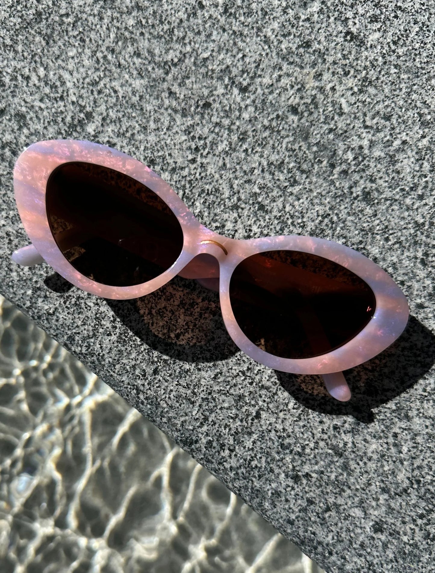 Maude Dusklust ~ Oval shaped iridescent pink + lilac Sunglasses