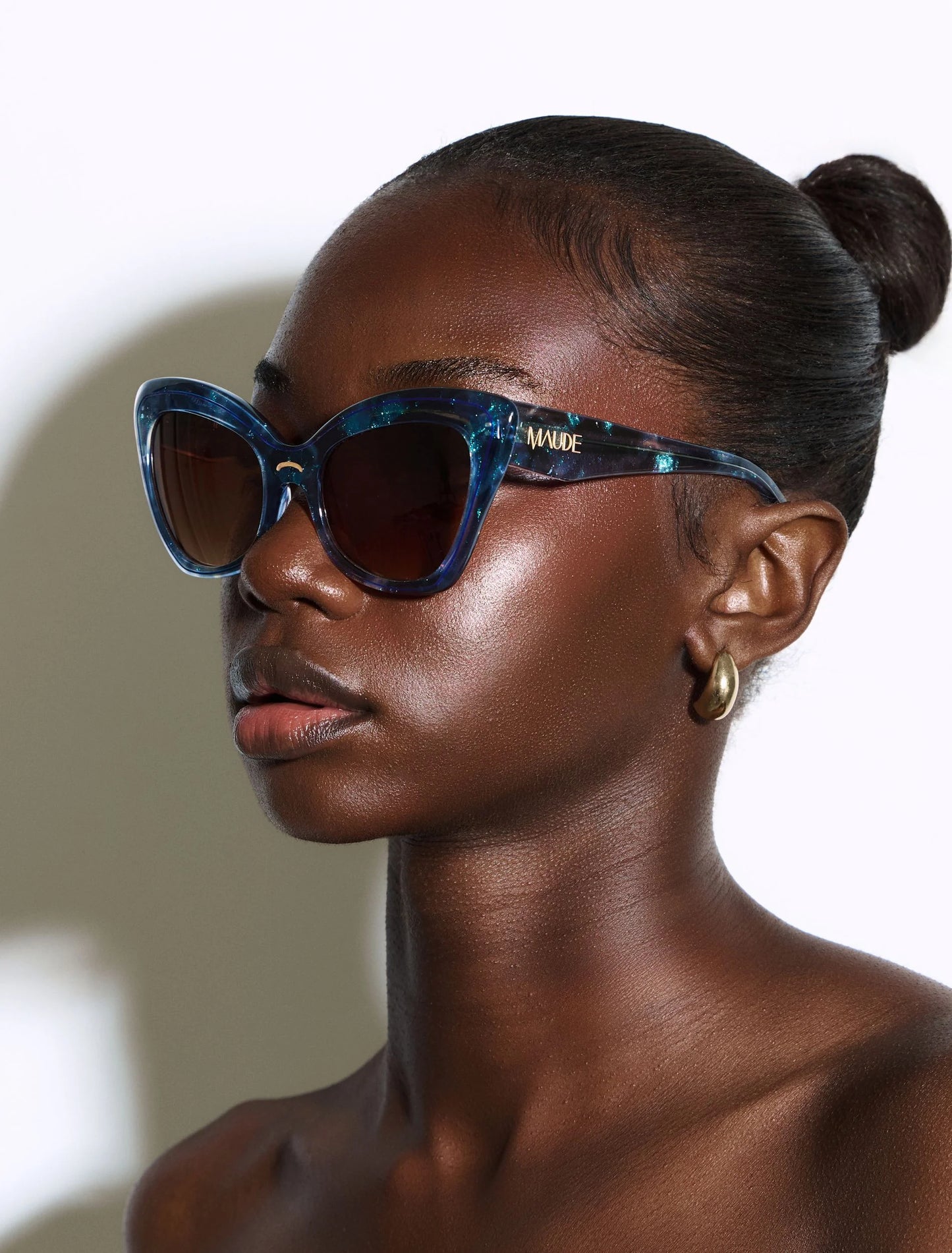 Maude Starla ~ Blue Glitter Cat eye Sunglasses